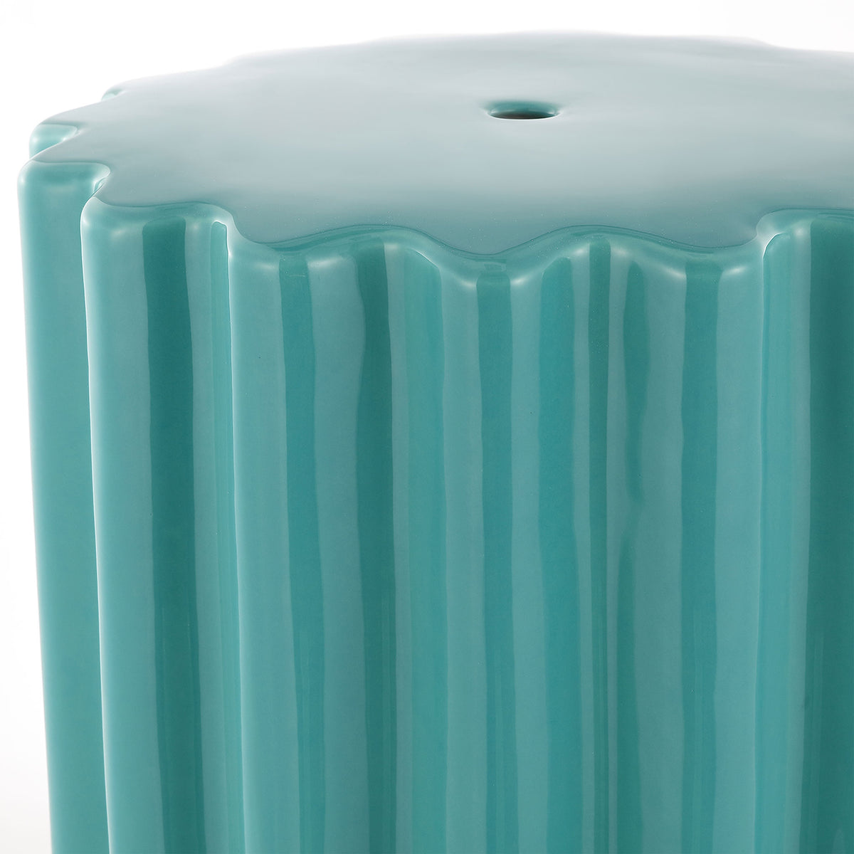Glossy robin's egg blue glaze highlights a softly scalloped rim and raised fluting || ACS4600B || detail_studio