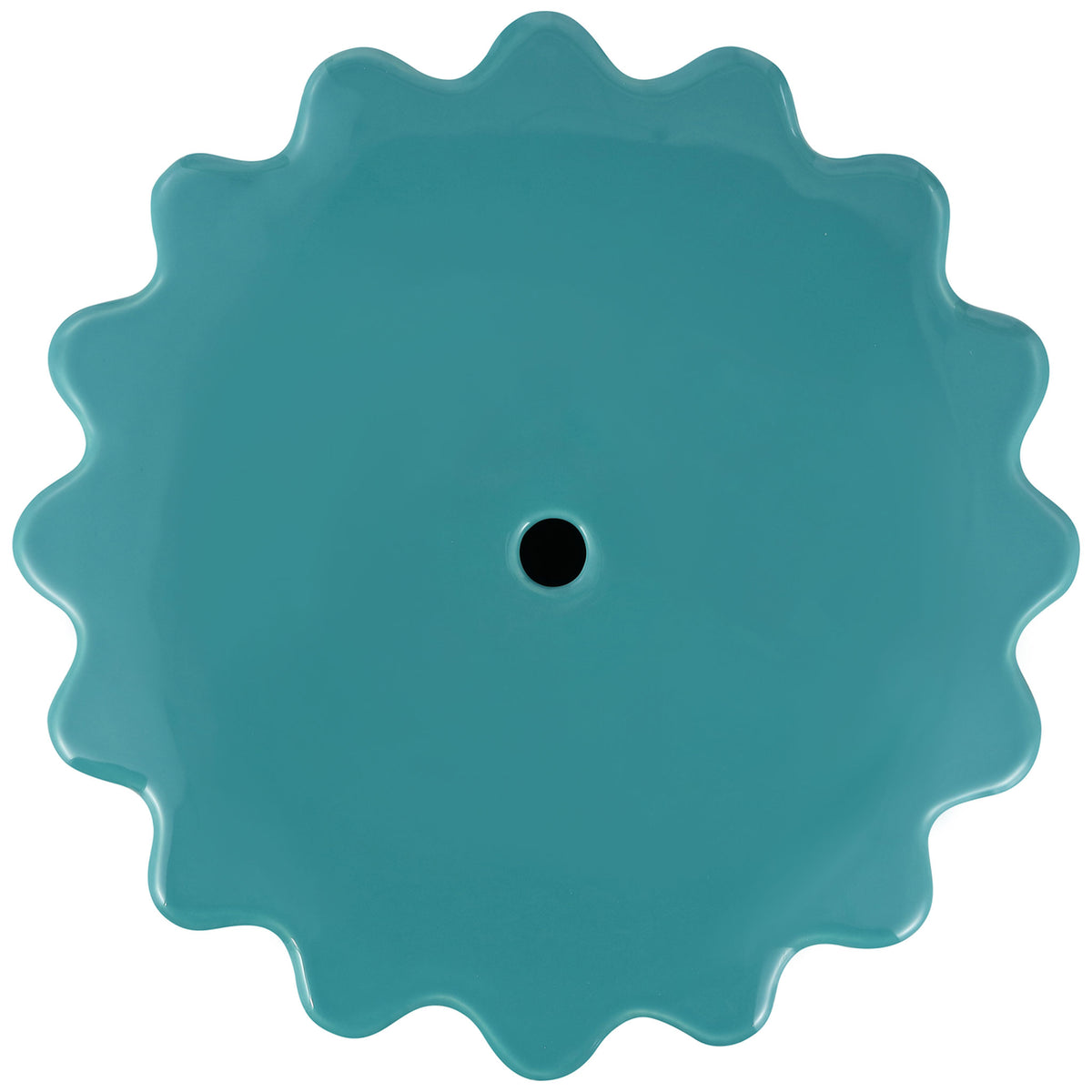 A scalloped blue ceramic top surrounds a small central opening with graceful curves || ACS4600B || top_studio
