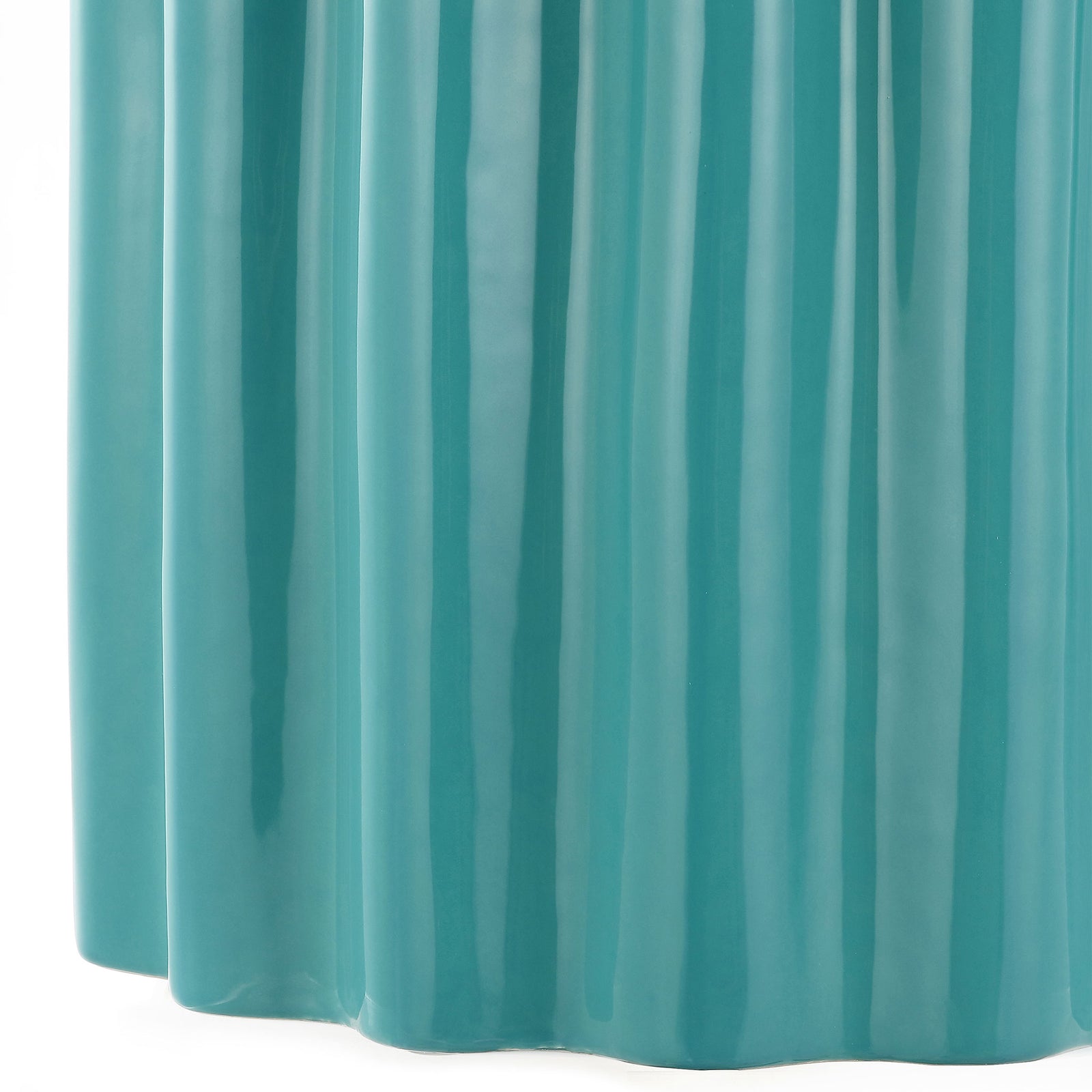Vertical fluting flows to the base of this glossy robin's egg blue ceramic stool || ACS4600B || detail_studio