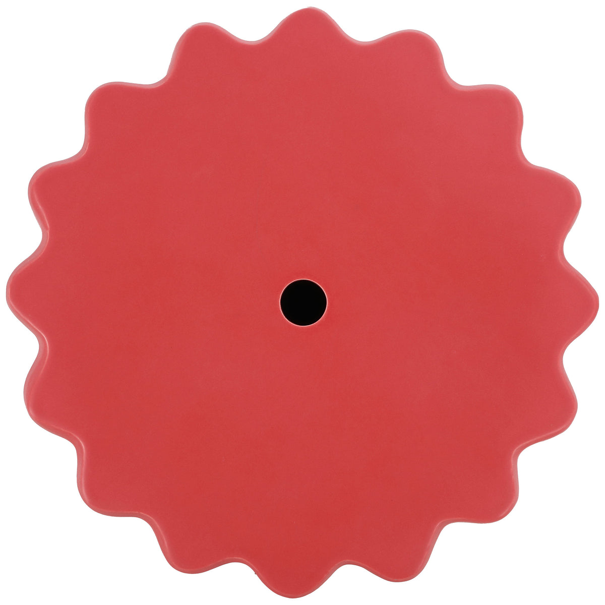 A scalloped red ceramic top adds playful curves around a small central opening || ACS4600F || top_studio