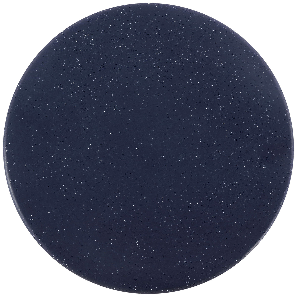 Fine light speckles scatter across the broad circular navy top || ACS4603A || top_studio