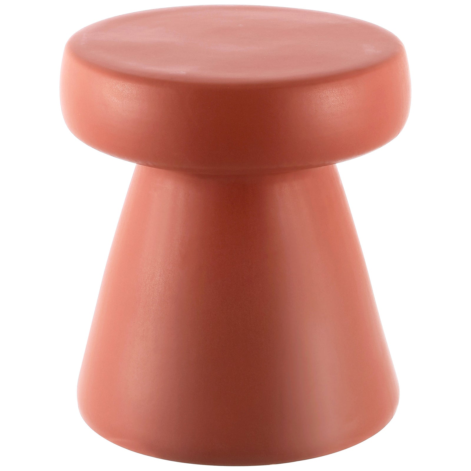 Terracotta ceramic garden stool features a rounded top and a wide, tapered base || ACS4603C || front_studio