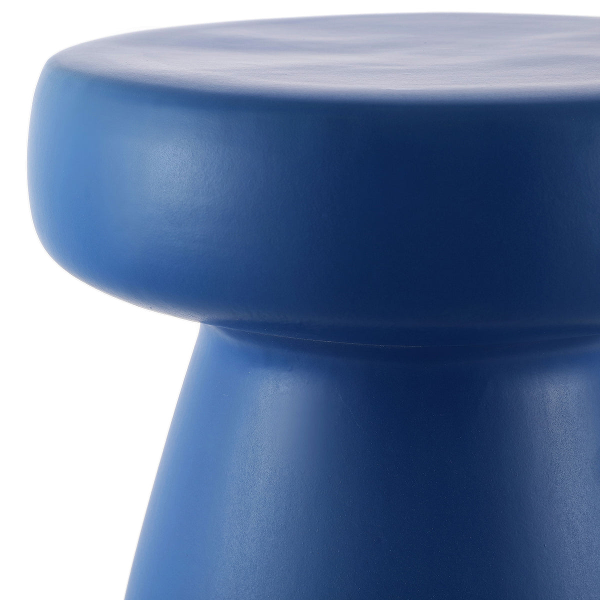 Rounded cobalt blue top and narrow waist give the ceramic stool a sculptural look || ACS4603D || detail_studio