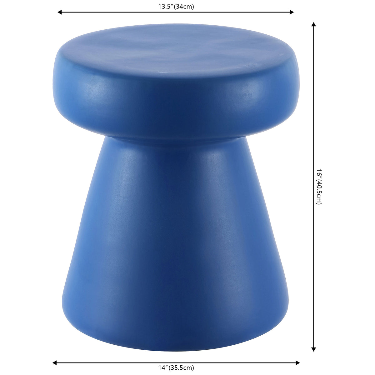 Cobalt blue stool stands 16 inches high with a 13.5-inch top and 14-inch base || ACS4603D || dimension_studio