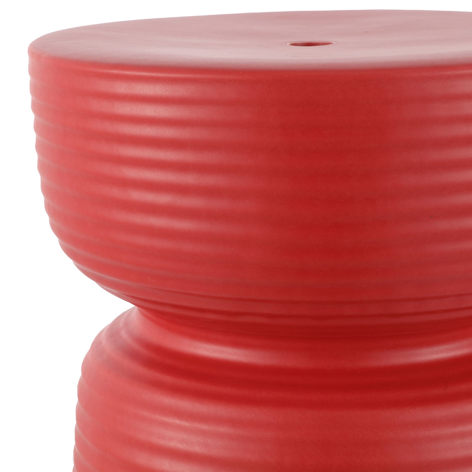 Rounded red ceramic top meets a sculpted waist, with horizontal ridges adding texture || ACS4605C || detail_studio
