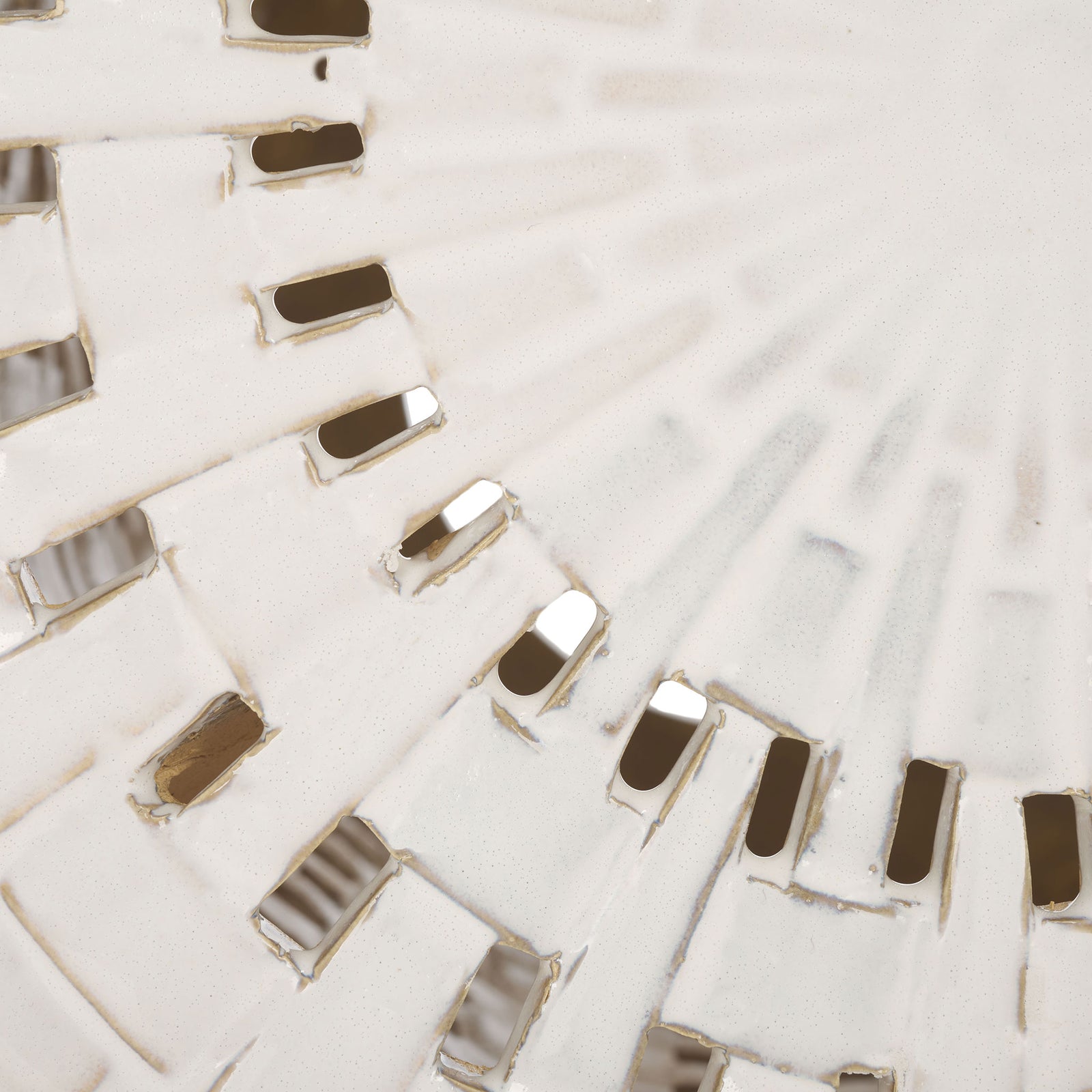 Soft cream glaze highlights the sculpted ceramic surface and open cutouts || ACS4606A || swatch_studio