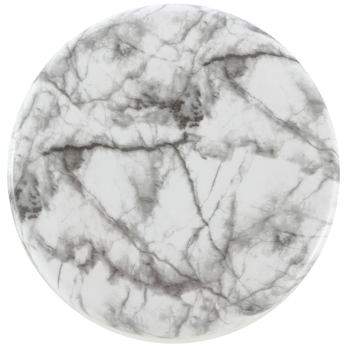 Gray marble-look veining sweeps across the smooth, circular seat of this ceramic stool. || ACS4607A || top_studio