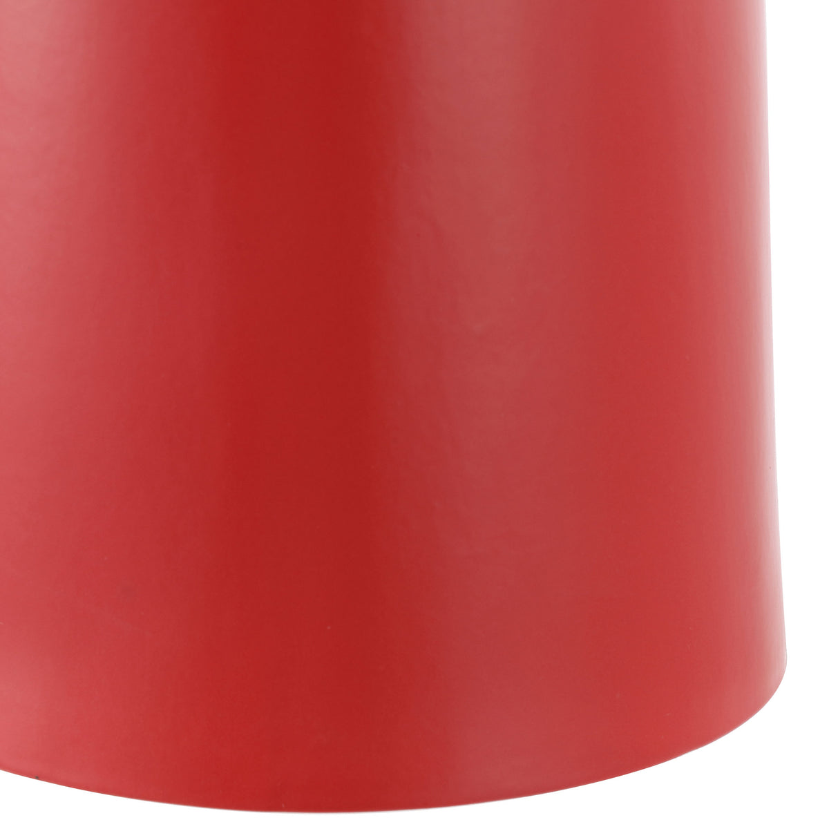 The red ceramic pedestal widens gently into a smooth base.