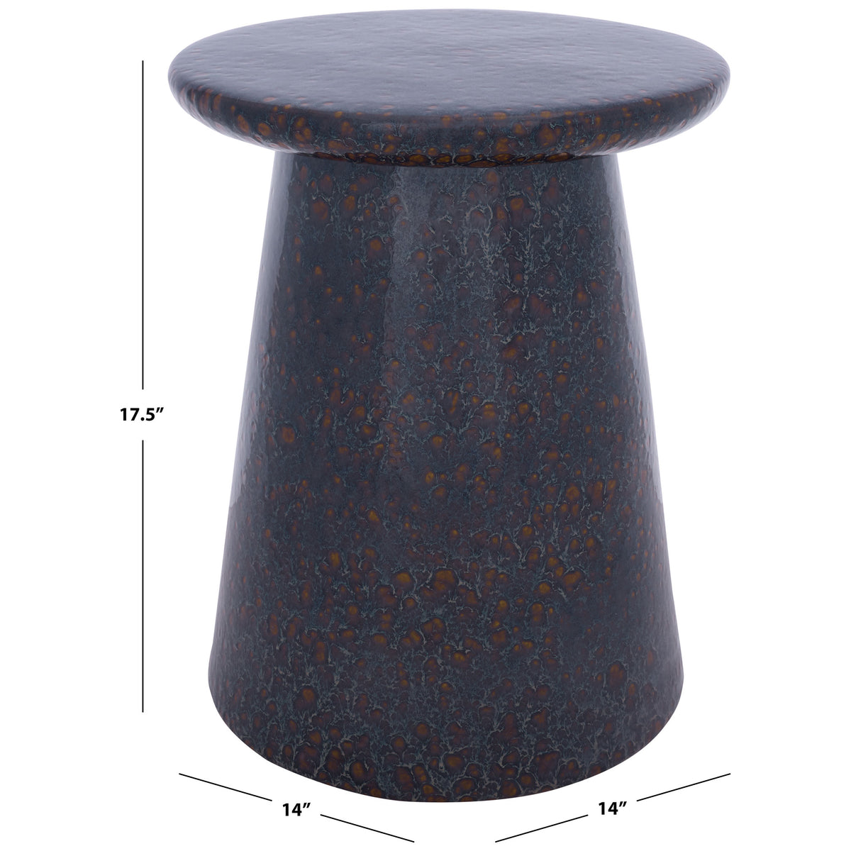Tapered ceramic garden stool measures 14 inches wide and 17.5 inches tall. || ACS4609B || dimension_studio