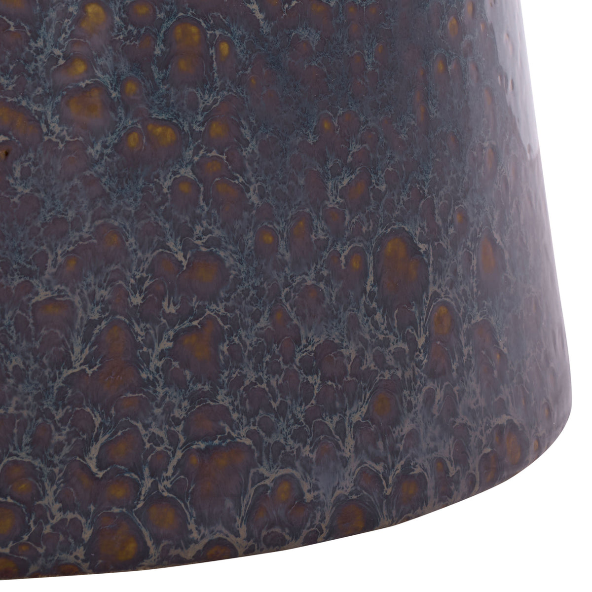 Deep blue pedestal base is flecked with amber tones and fine crackled glazing. || ACS4609B || leg_studio