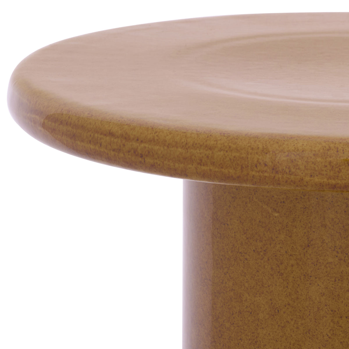 A softly rounded ceramic rim extends beyond the speckled ginger pedestal || ACS4610A || detail_studio
