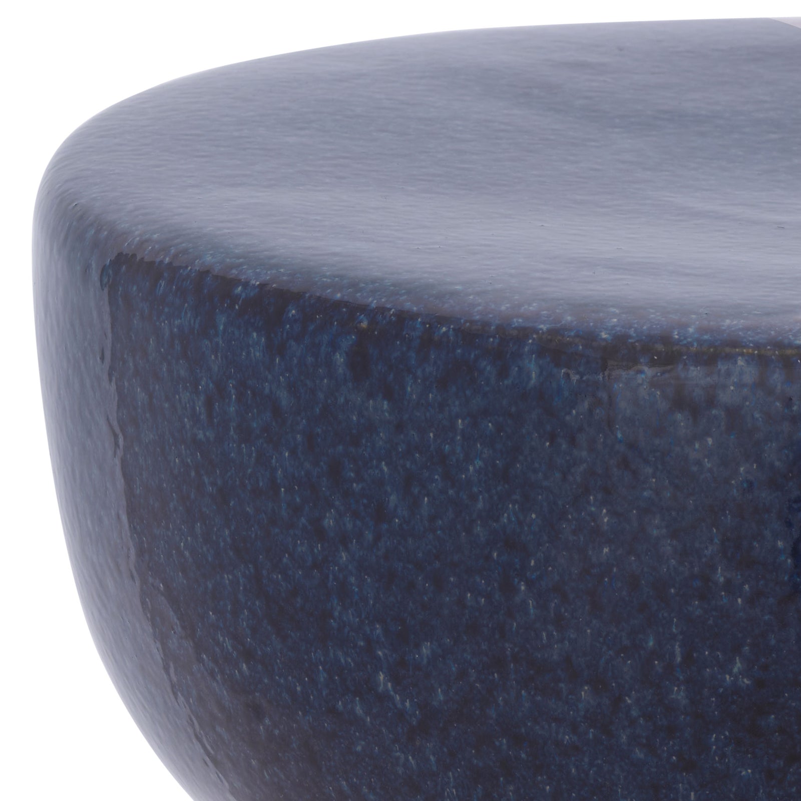 The rounded ceramic seat has a subtly mottled deep blue glaze. || ACS4611B || detail_studio