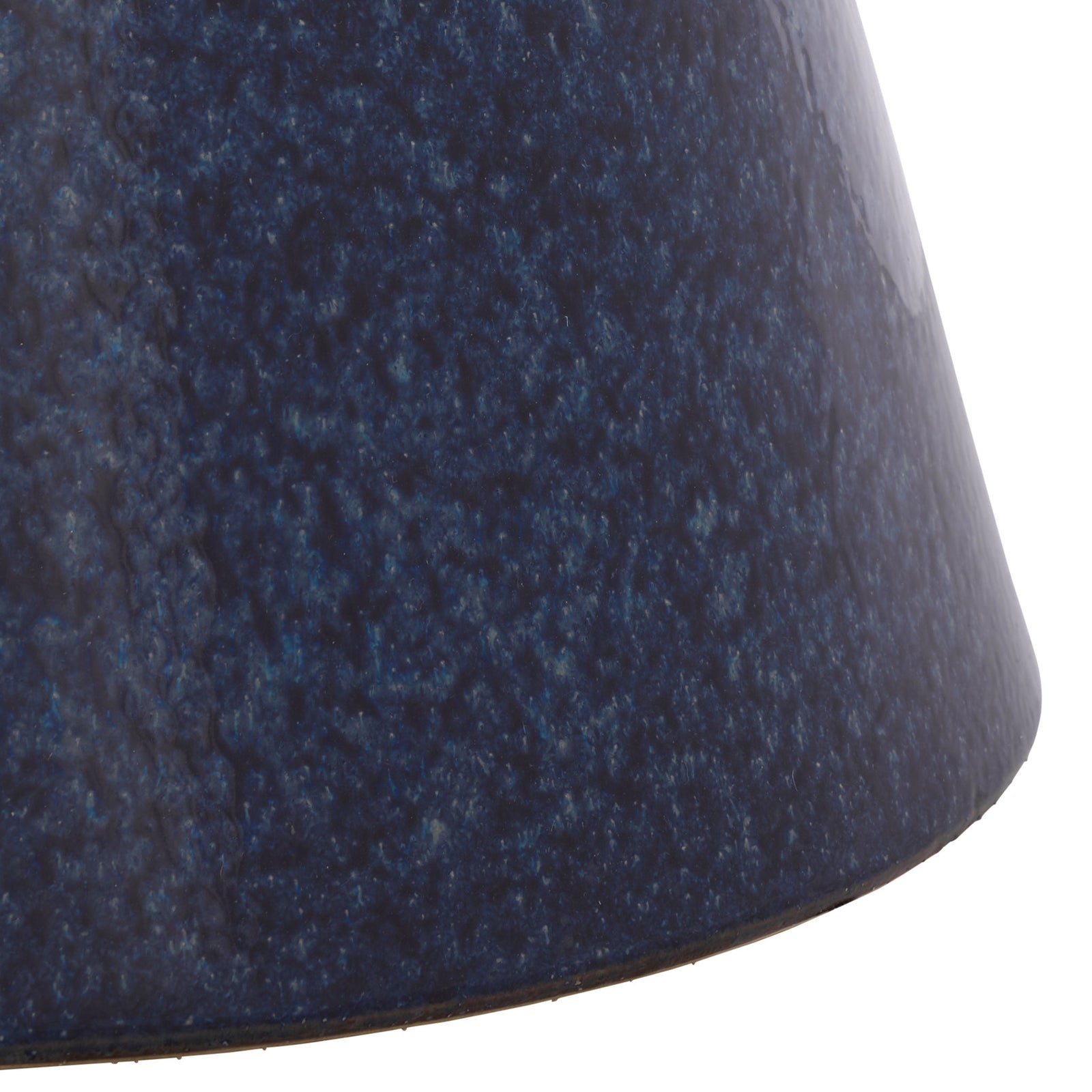 A flared pedestal base brings sculptural balance to the textured blue ceramic stool. || ACS4611B || leg_studio