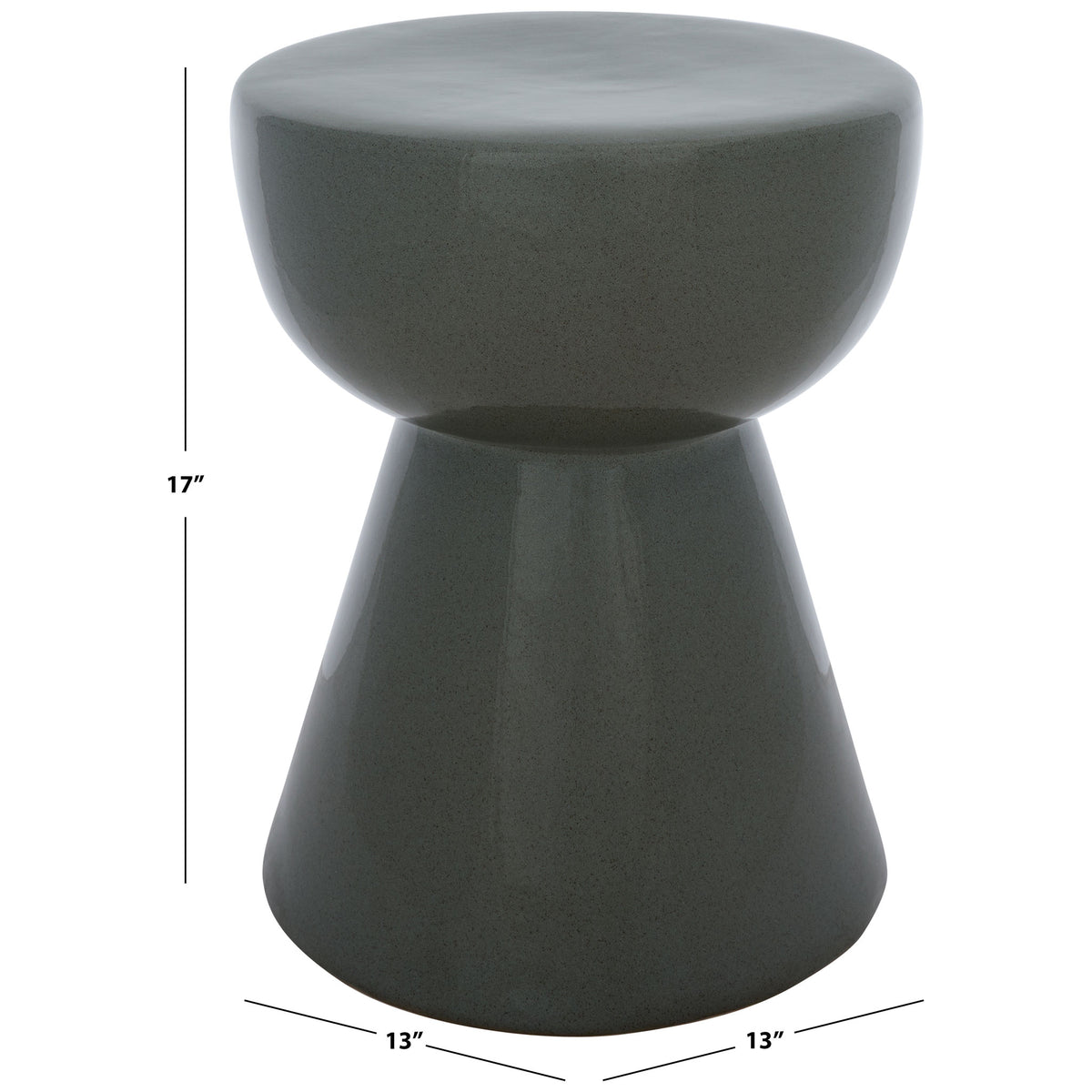 At 17 inches tall and 13 inches wide, this green ceramic stool is a compact accent. || ACS4611C || dimension_studio