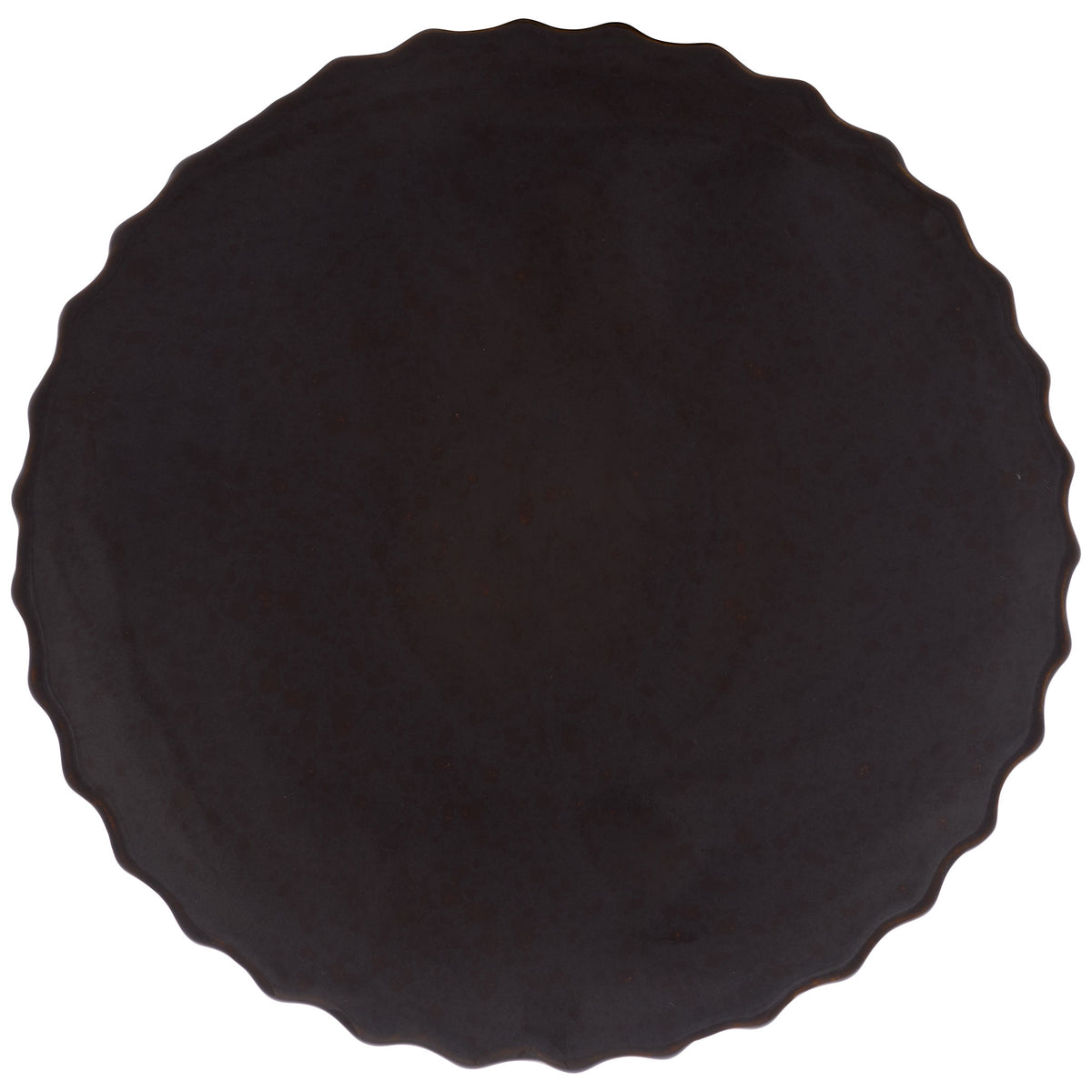 The smooth, round ceramic top has a deep brown finish and a softly scalloped rim. || ACS4613A || top_studio