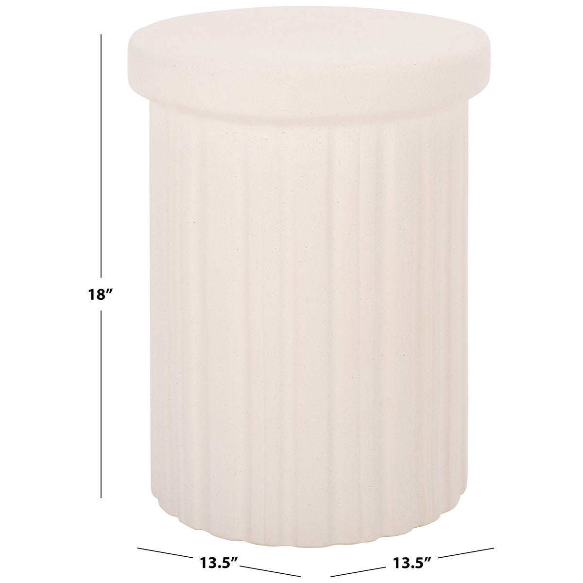 This compact ceramic garden stool stands 18 inches tall with a 13.5-inch-wide round top. || ACS4614A || dimension_studio