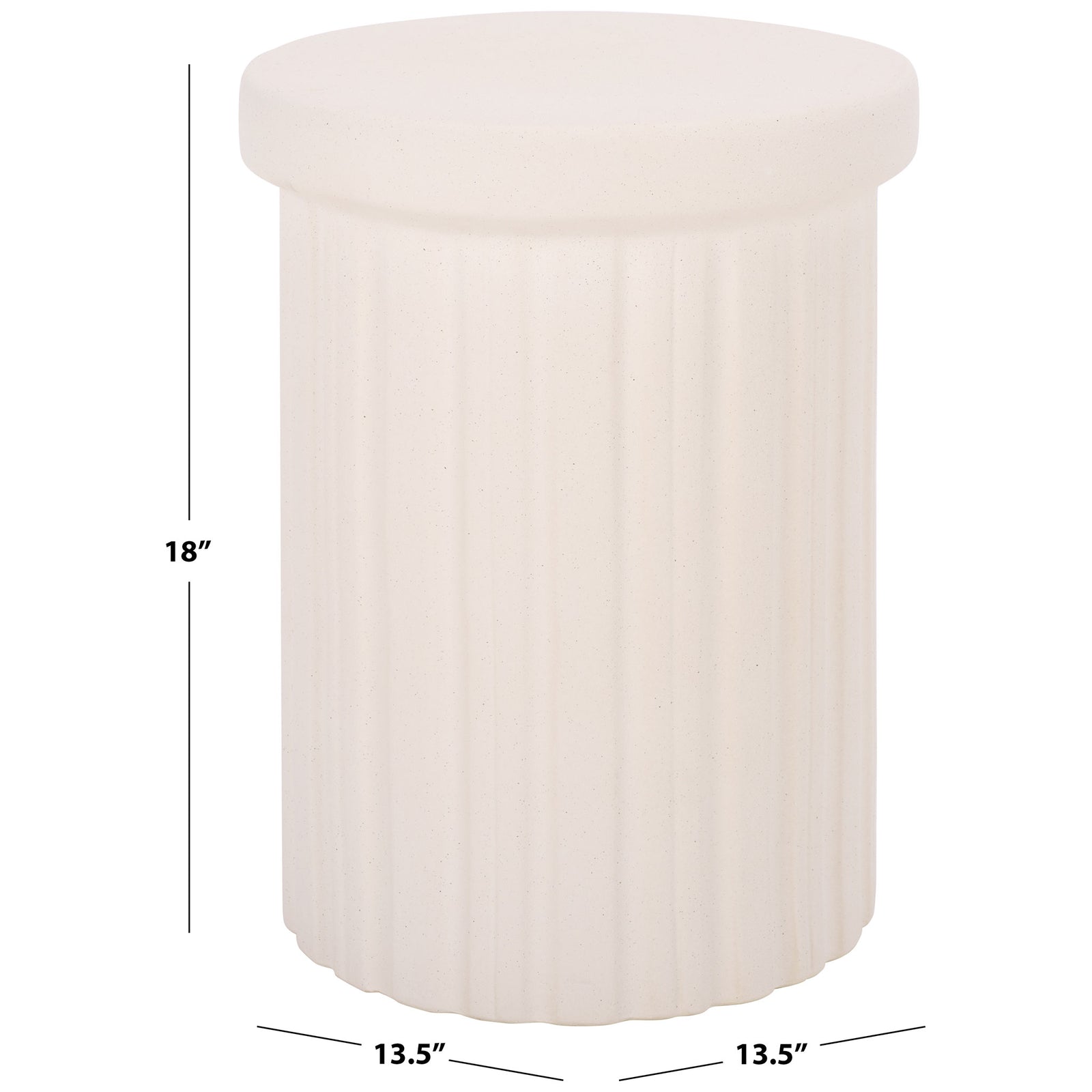 This compact ceramic garden stool stands 18 inches tall with a 13.5-inch-wide round top. || ACS4614A || dimension_studio