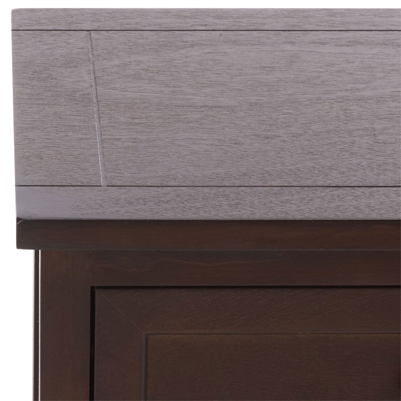 A smooth chocolate brown tabletop meets the paneled drawer for a tailored wood look. || AMH5700H || detail_studio
