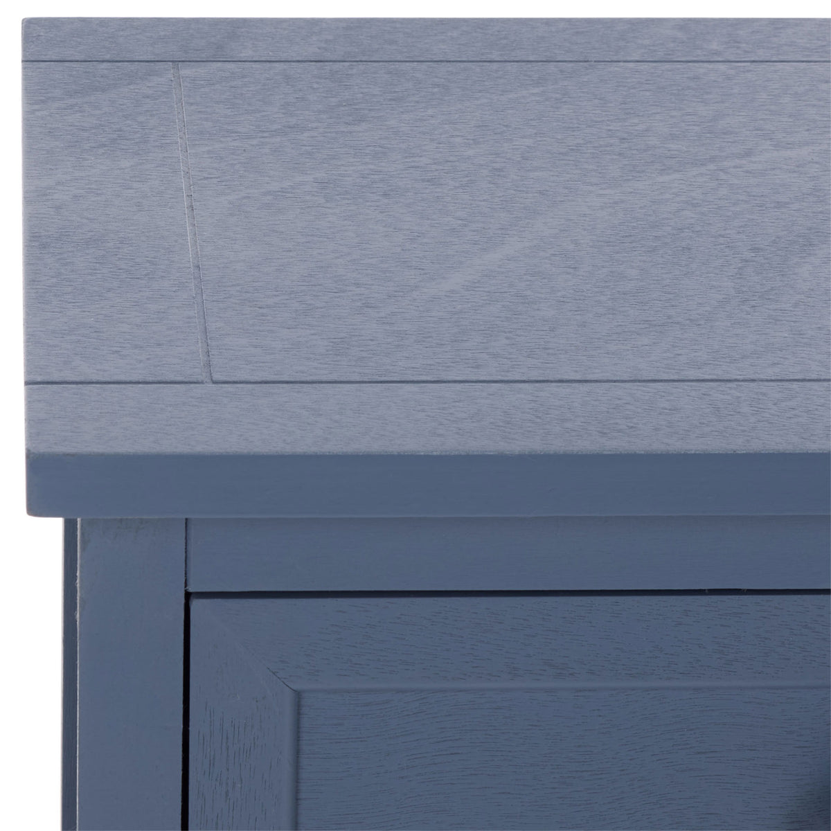 Subtle wood grain and clean panel lines add texture to the blue tabletop and drawer. || AMH5700K || detail_studio