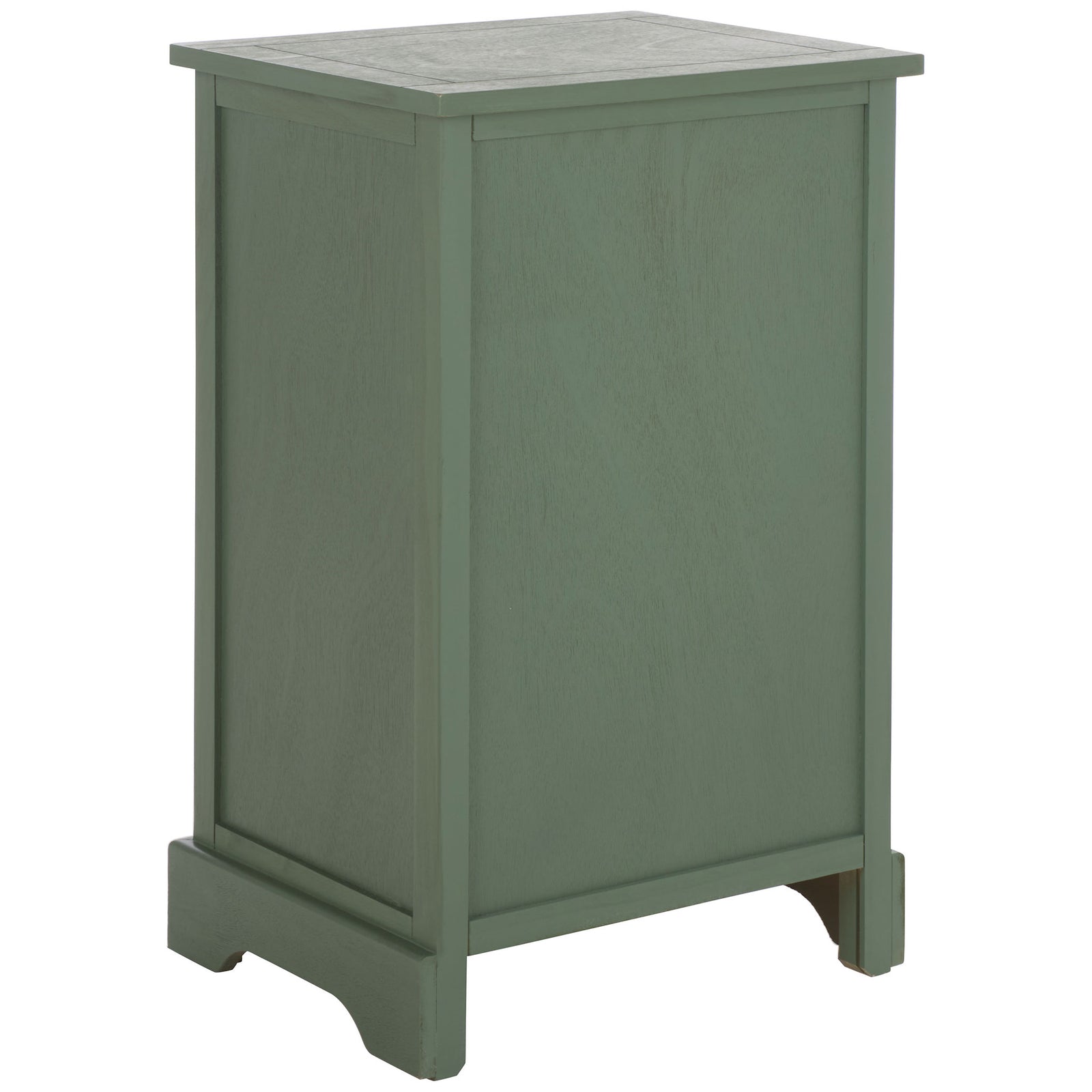 A dusty green top and paneled frame add understated character to the compact table. || AMH5700L || back_angle_studio