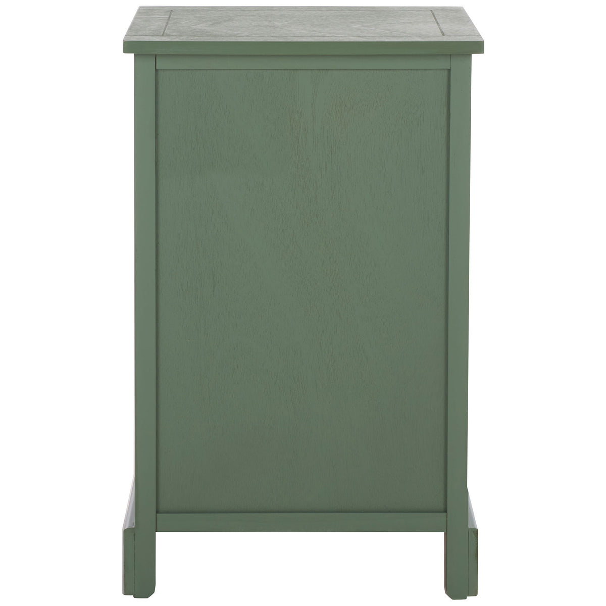 Dusty green paneling and a gently arched base give this side table classic charm. || AMH5700L || back_studio