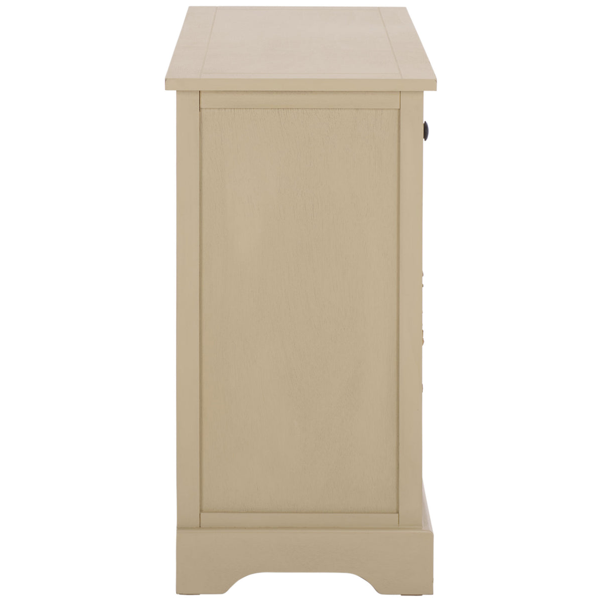 The clean, inset side panel meets a curved base in warm sand tones. || AMH5702J || side_studio