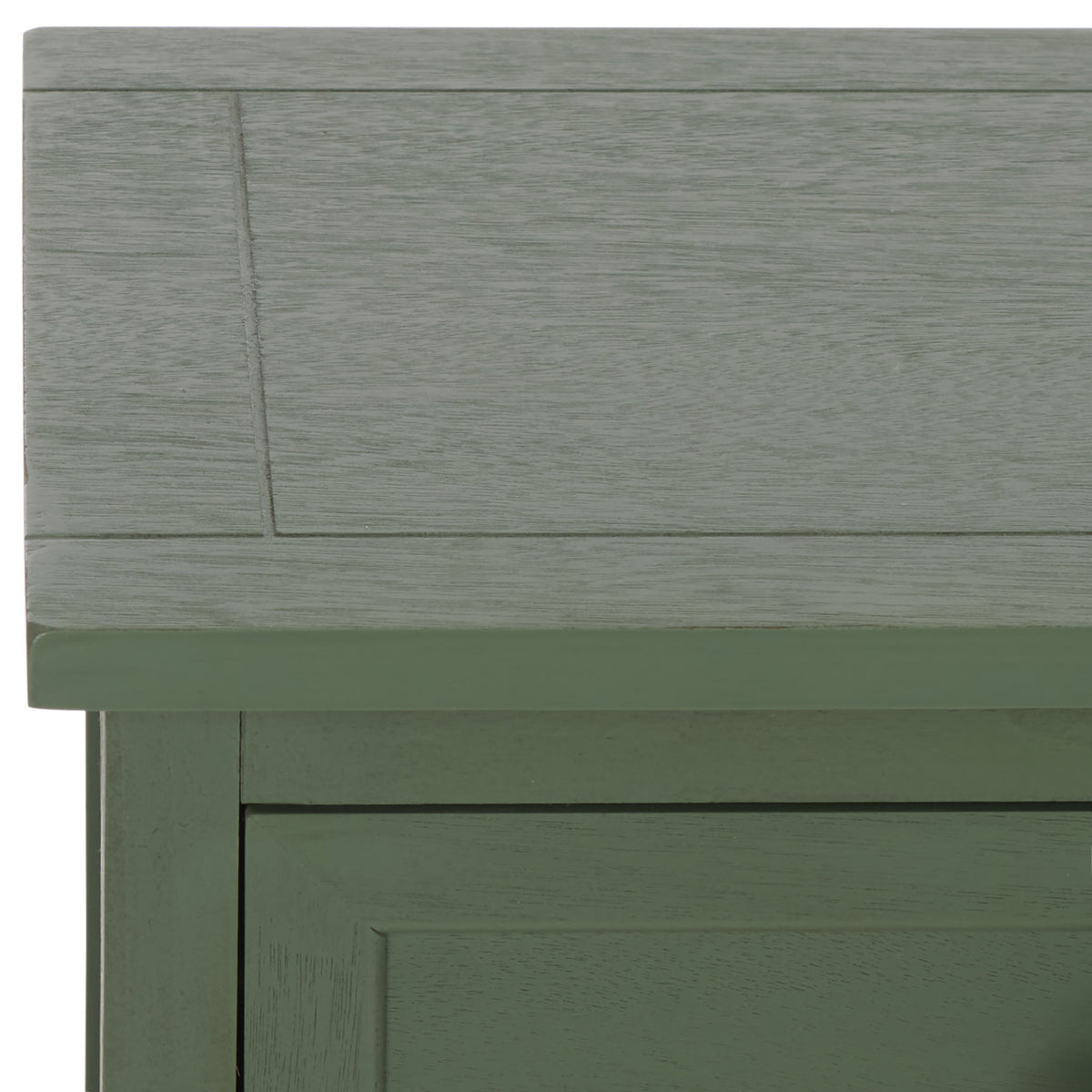 A paneled green tabletop pairs a simple border with lightly visible wood grain. || AMH5702L || detail_studio