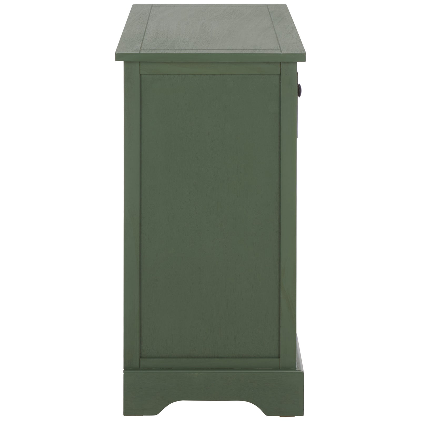 A simple recessed green side panel rests above a gently arched base. || AMH5702L || side_studio