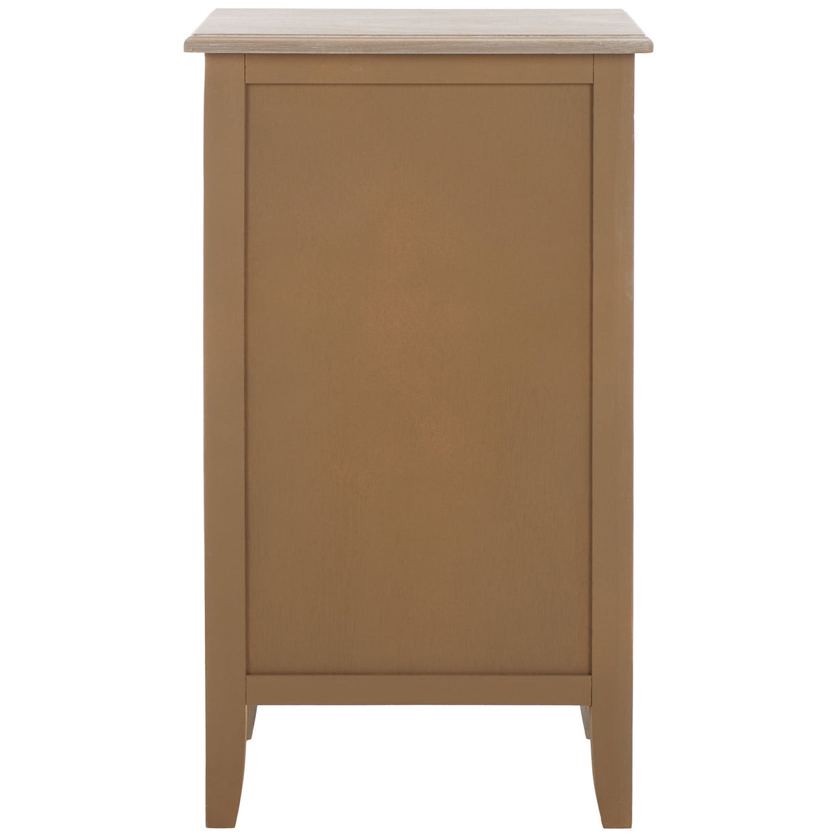 A neatly framed wood panel and tapered legs give this compact table a polished finish. || AMH5743E || back_studio