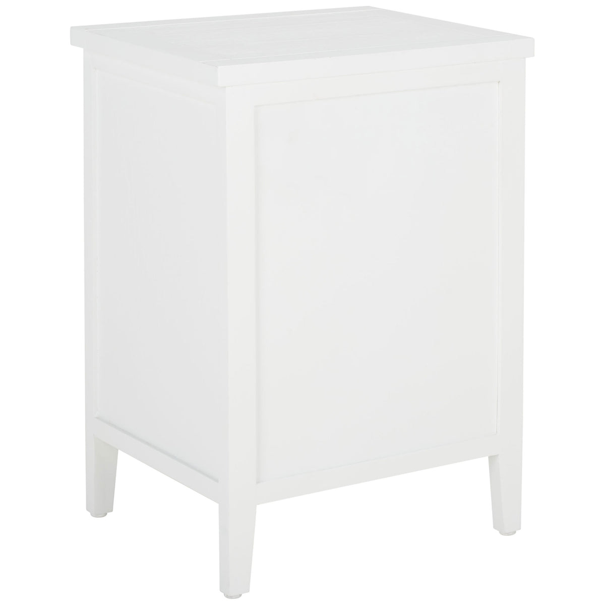 A crisp white frame wraps recessed panels beneath a subtly overhanging tabletop || AMH6531D || back_angle_studio