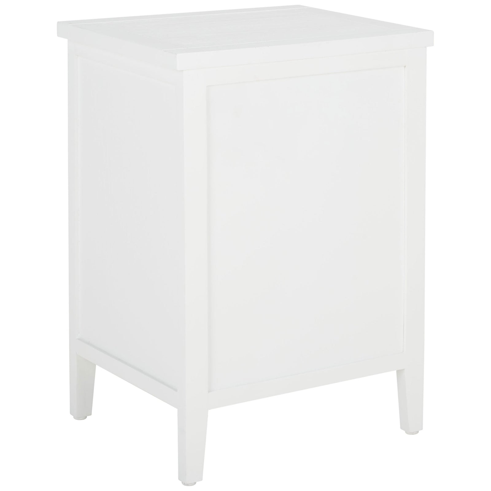 A crisp white frame wraps recessed panels beneath a subtly overhanging tabletop || AMH6531D || back_angle_studio