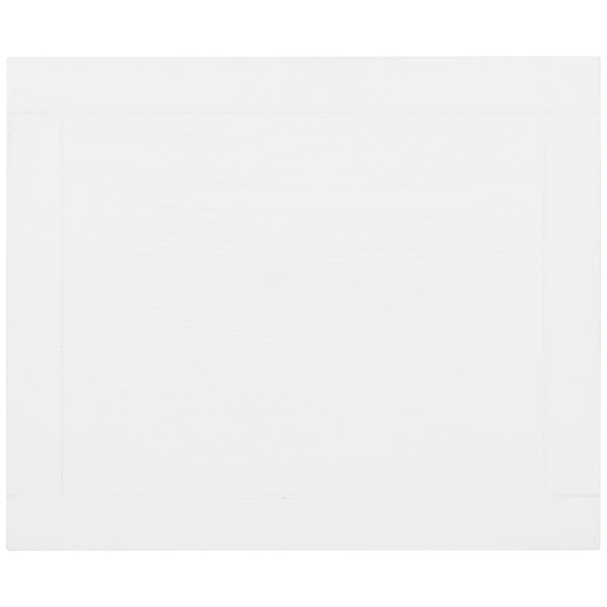 A smooth white tabletop features a framed inset and softly visible wood grain || AMH6531D || top_studio