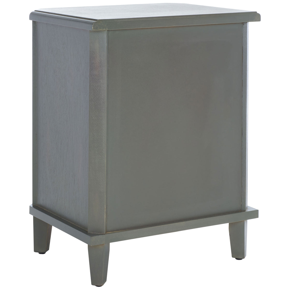 Ash gray wood framing surrounds smooth panels beneath a gently overhanging top. || AMH6629A || back_angle_studio
