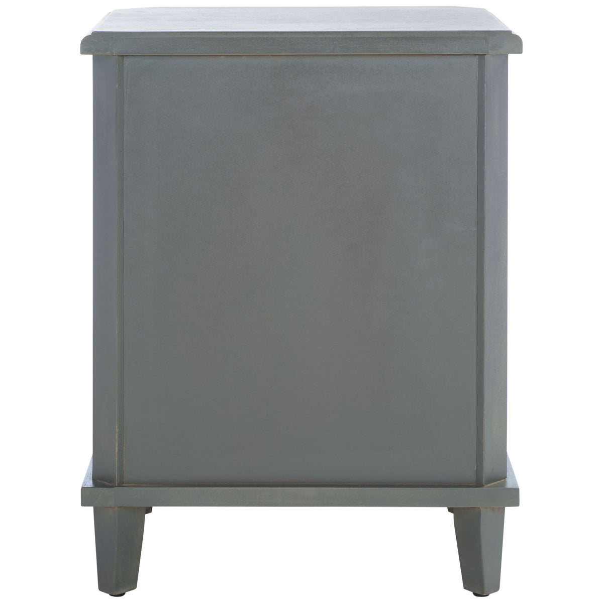 An inset ash gray panel and tapered feet give this compact nightstand a finished look. || AMH6629A || back_studio