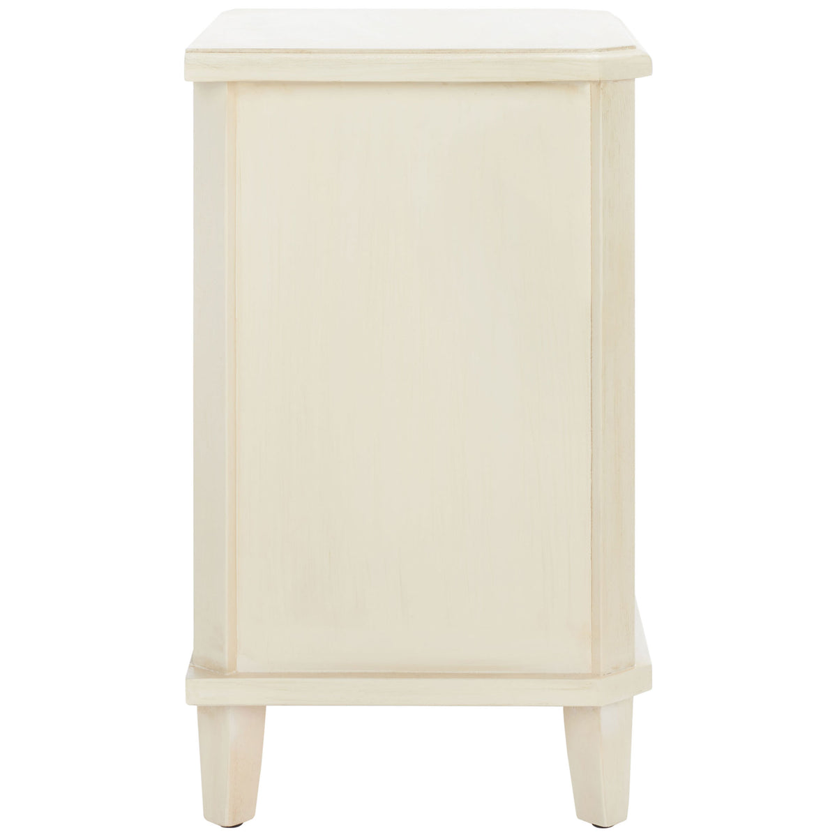 A framed panel shows the pale barley finish above neatly tapered feet. || AMH6629D || side_studio