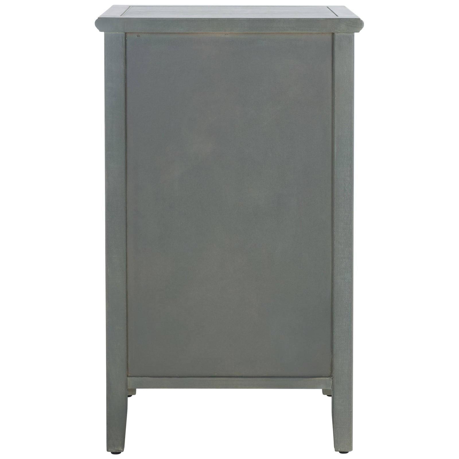 A solid gray back panel sits in a simple wood frame above slender legs. || AMH6630A || back_studio