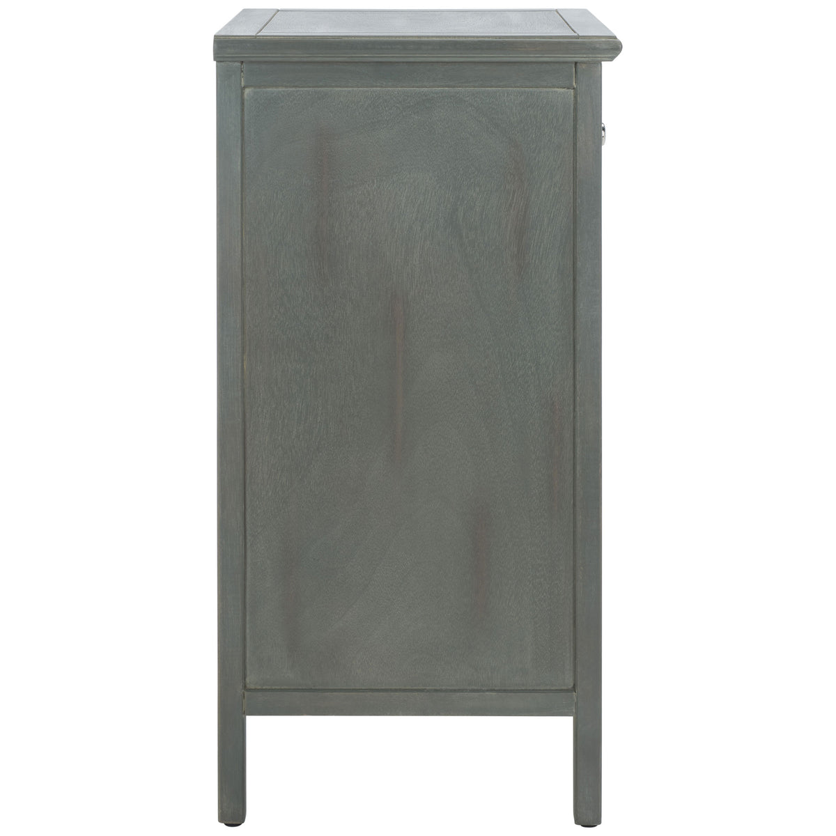 A paneled gray side and two slim legs give the compact nightstand a tailored silhouette. || AMH6630A || side_studio