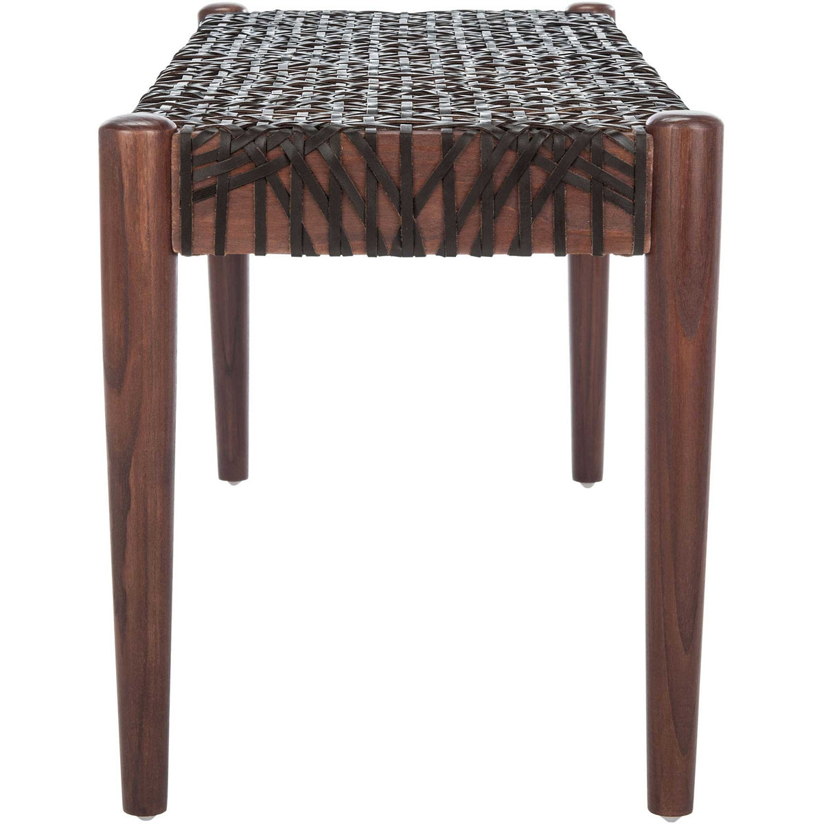 Baize Leather Weave Bench Brown/Brown