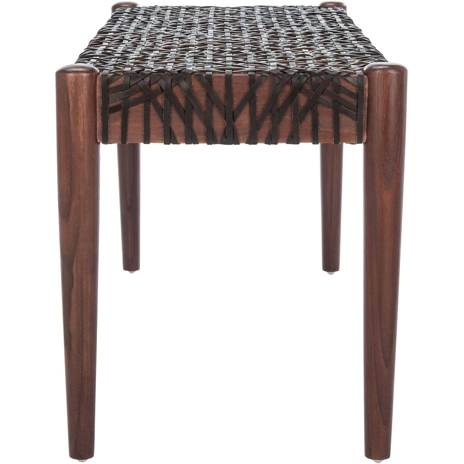Baize Leather Weave Bench Brown/Brown