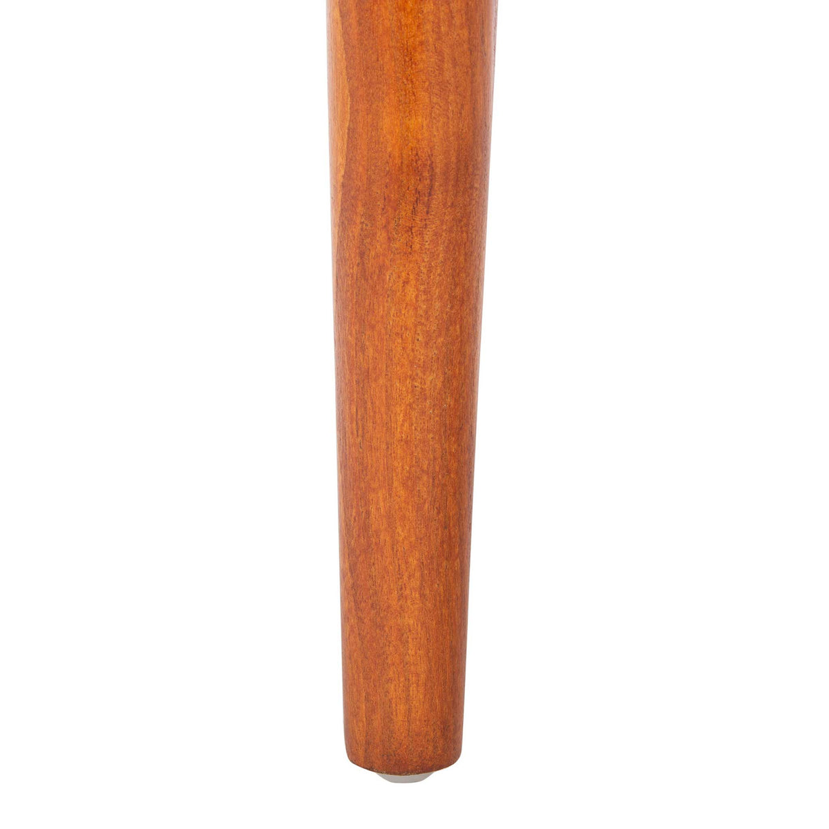 A honey-finished wood leg shows smooth grain and a gently tapered silhouette.