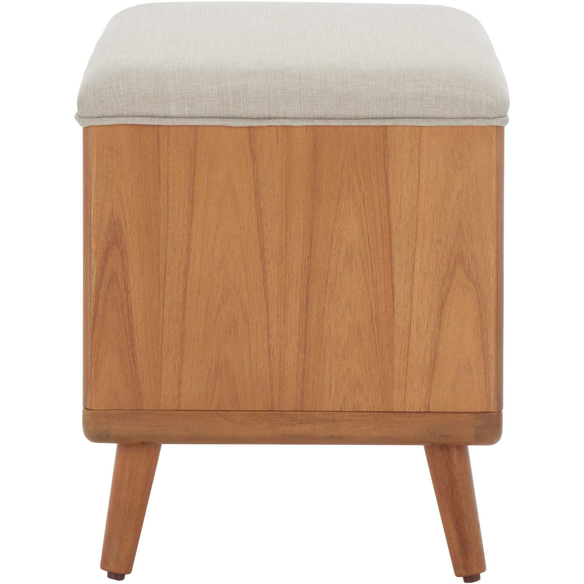End profile highlights rounded corners, airy shelf, and mid-century tapered legs || BCH5001B || side_studio