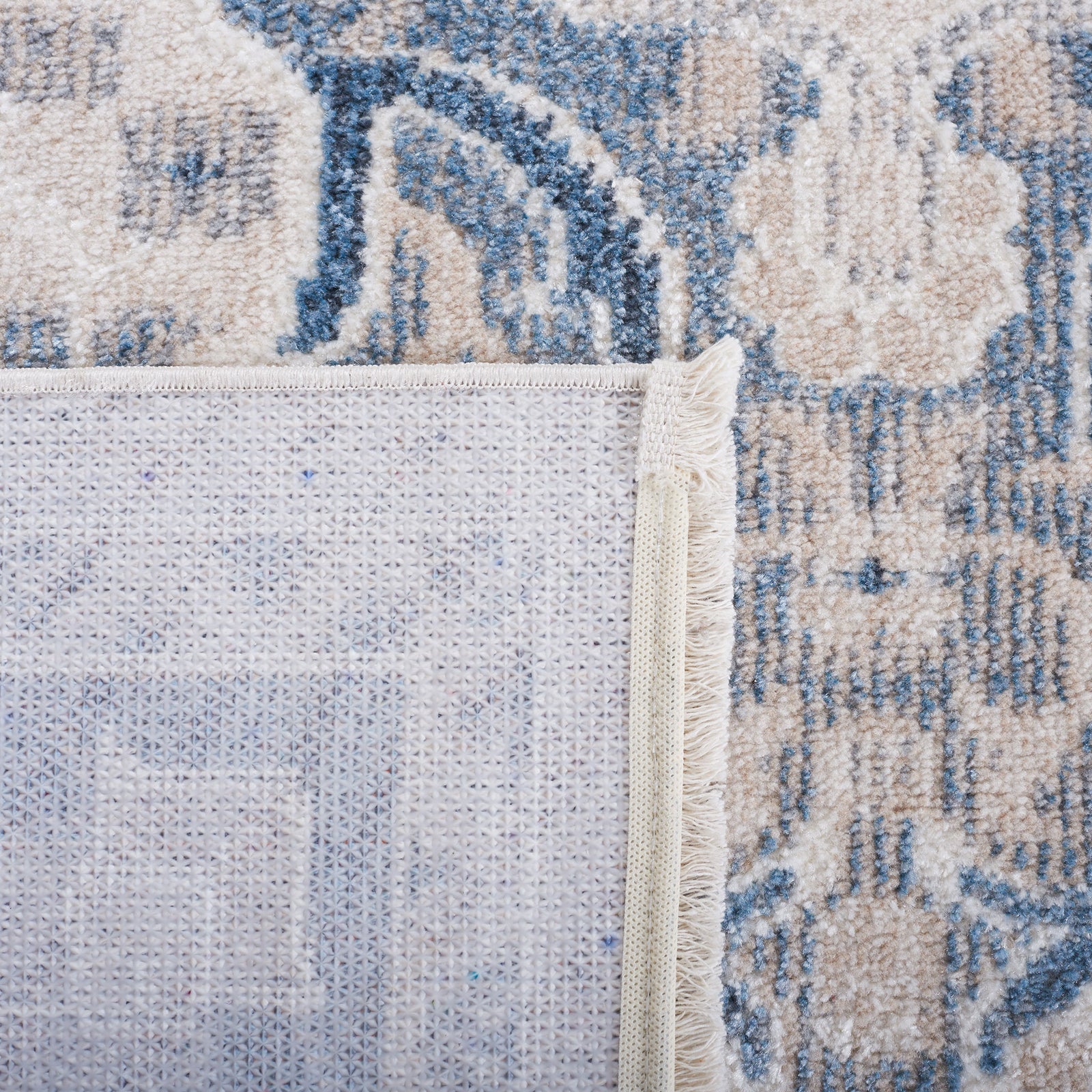Corner flipped to display the woven backing and neatly finished edges || BLR208B-5 || backing_room