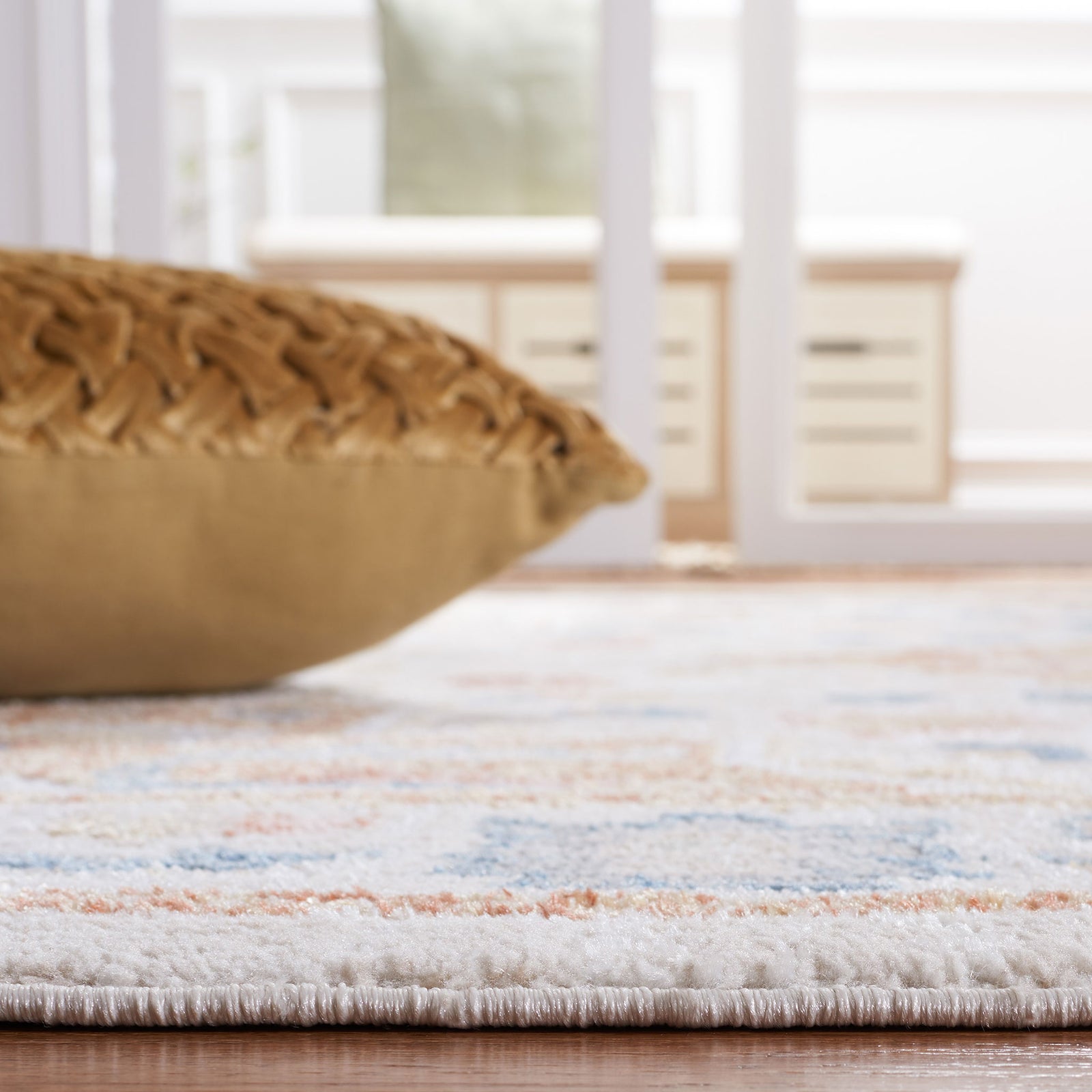 Low pile profile offers easy placement under furniture with soft underfoot comfort || BLR214B-5 || detail_room
