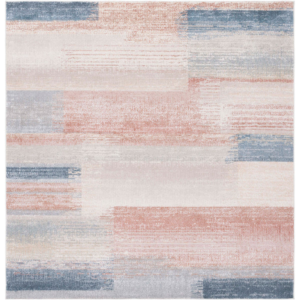 Square rug with painterly blocks of beige, blue, and rust for a modern, relaxed look || BLR216B-7SQ || top_studio