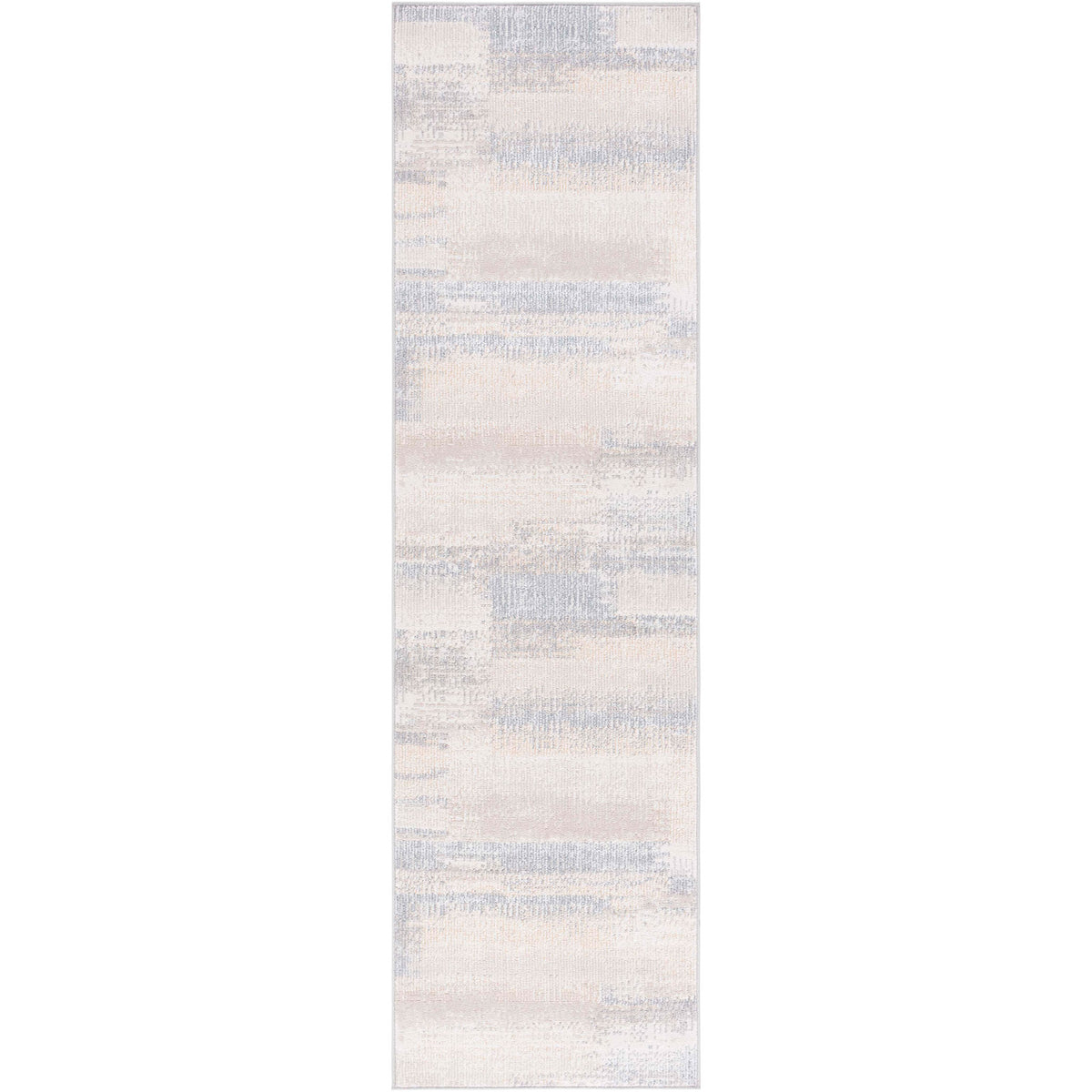 Abstract gray and beige runner rug with a softly washed look and finished edges || BLR216F-28 || top_studio