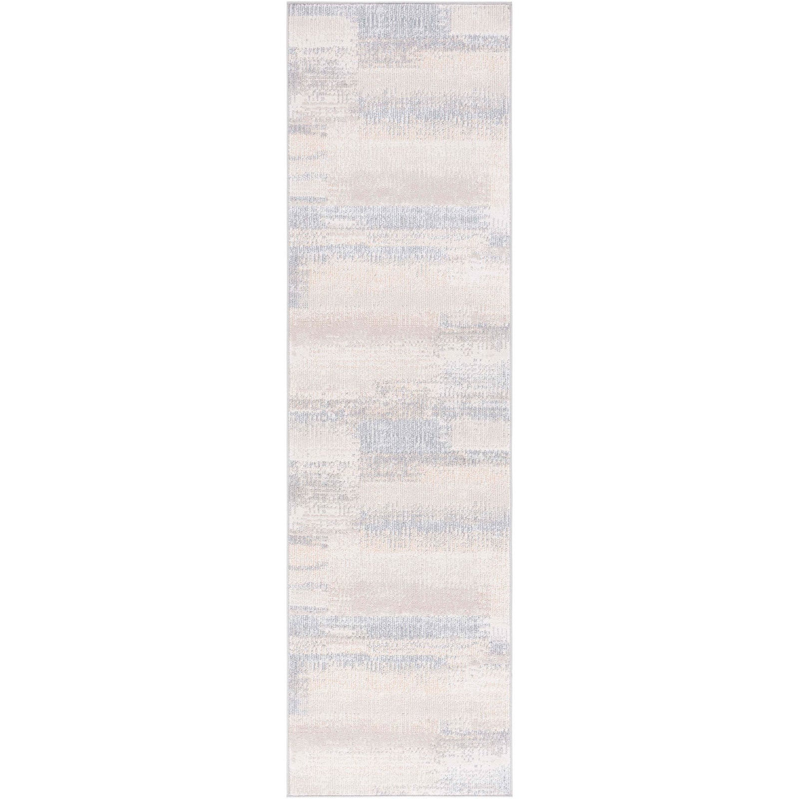 Abstract gray and beige runner rug with a softly washed look and finished edges || BLR216F-28 || top_studio