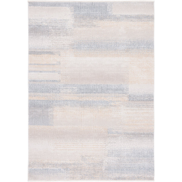 Abstract gray and beige washable rug with soft, low pile and tonal bands. || BLR216F-5 || top_studio