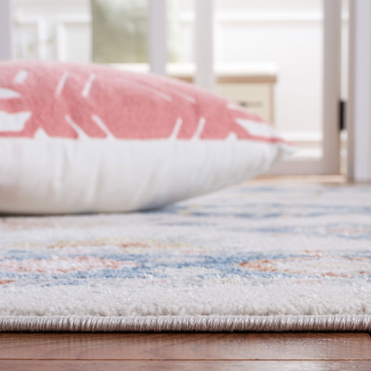 Side profile highlights dense, low-pile weave and smooth serged edge || BLR218B-5 || detail_room