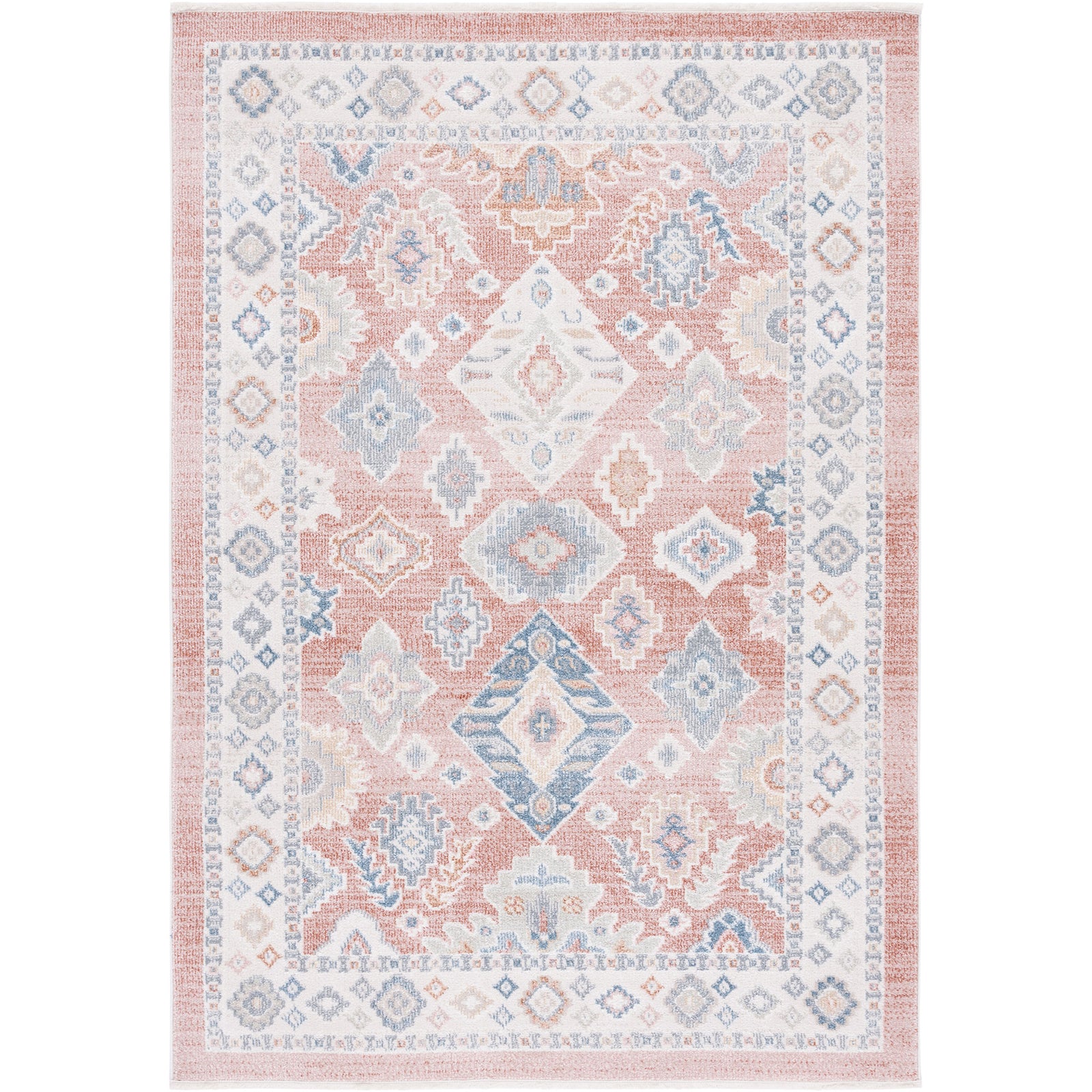 Vintage-inspired medallions in rose and blue framed by a soft ivory border || BLR218U-5 || top_studio