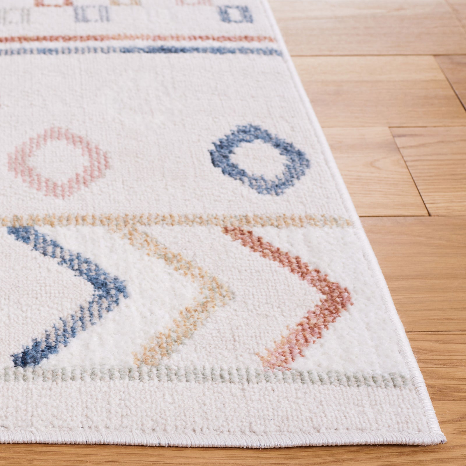 Beige rug with soft pastel geometric motifs and a plush low pile for a clean, modern look || BLR226B-5 || top_studio